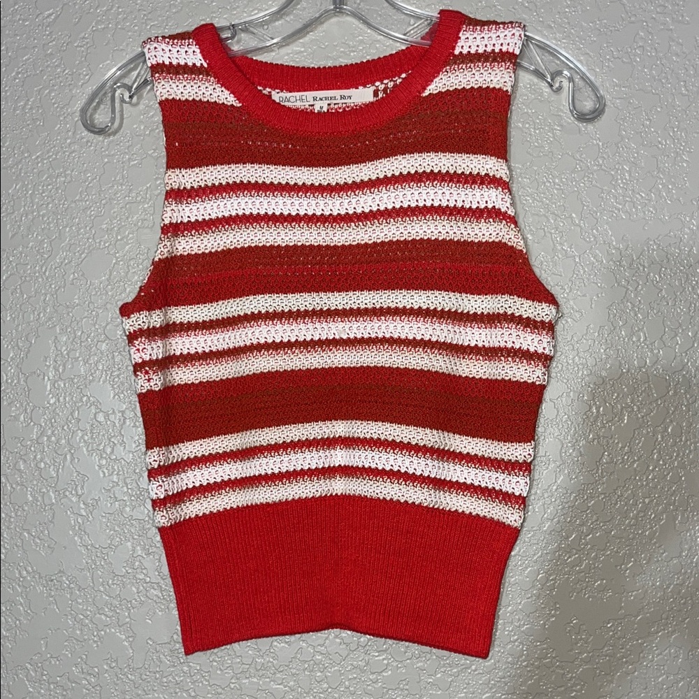 Rachel Roy orange and White Striped Tank Top